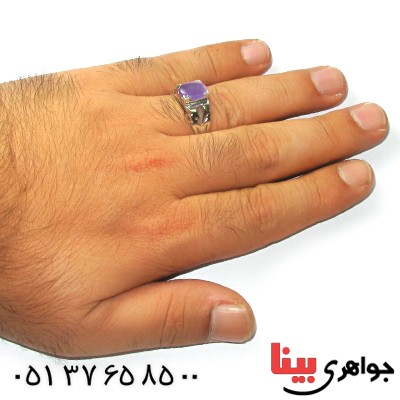 انگشتر عقیق یمنی کبود بسیار عالی مردانه کلاسیک رادیوم لوکس _کد:9075
