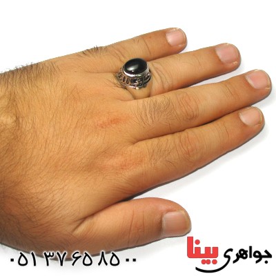 انگشتر عقیق یمنی جزع یمانی عالی مردانه مدل صلوات رادیوم لوکس _کد:9079