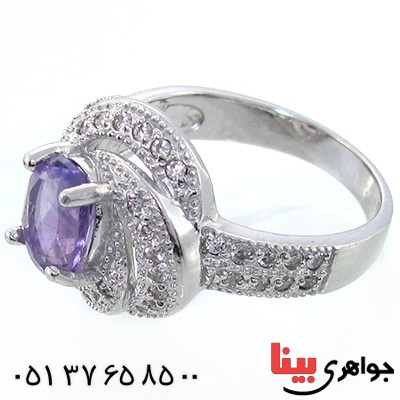انگشتر آمتیست شفاف زنانه رادیوم لوکس مدل پیچ _کد:9082