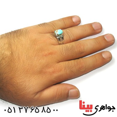 انگشتر فیروزه نیشابوری مردانه کلاسیک رادیوم لوکس _کد:9086