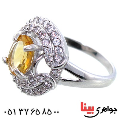 انگشتر سیترین زنانه شفاف رادیوم لوکس مدل سیتا _کد:9095