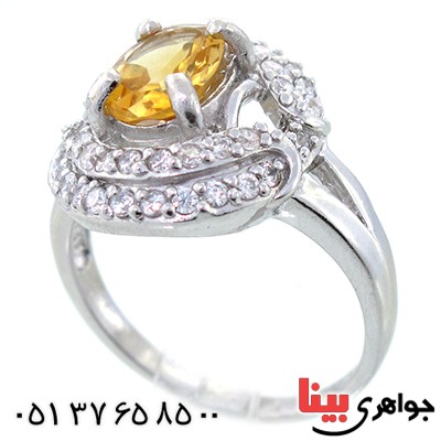 انگشتر سیترین زنانه شفاف رادیوم لوکس مدل سیتا _کد:9095