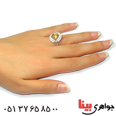 انگشتر سیترین زنانه شفاف رادیوم لوکس مدل سیتا _کد:9095