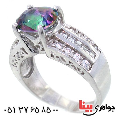 انگشتر توپاز هفت رنگ خوشرنگ زنانه رادیوم لوکس _کد:9096