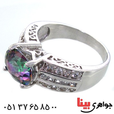 انگشتر توپاز هفت رنگ خوشرنگ زنانه رادیوم لوکس _کد:9096
