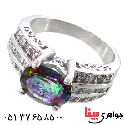 انگشتر توپاز هفت رنگ خوشرنگ زنانه رادیوم لوکس _کد:9096