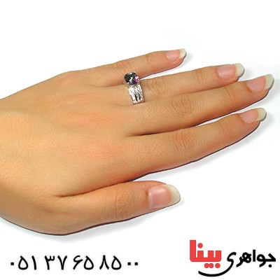 انگشتر توپاز هفت رنگ خوشرنگ زنانه رادیوم لوکس _کد:9096