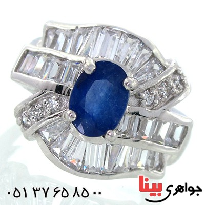 انگشتر یاقوت کبود زنانه رادیوم لوکس مدل شهره _کد:9100