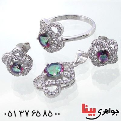 سرویس توپاز هفت رنگ زنانه مدل گل پر _کد:9102