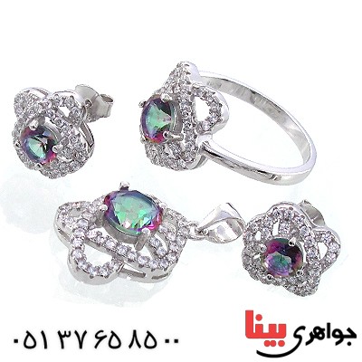 سرویس توپاز هفت رنگ زنانه مدل گل پر _کد:9102