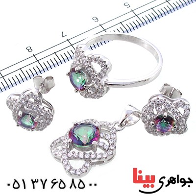 سرویس توپاز هفت رنگ زنانه مدل گل پر _کد:9102