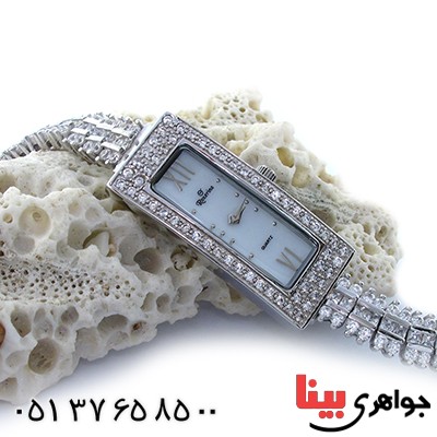 ساعت نقره زنانه رادیوم لوکس برند Royal Crown با شکوه مجلسی مستطیلی _کد:1298