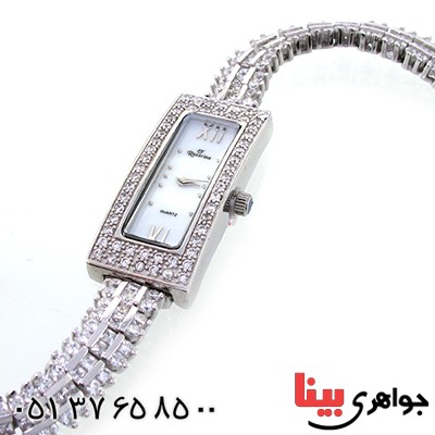ساعت نقره زنانه رادیوم لوکس برند Royal Crown با شکوه مجلسی مستطیلی _کد:1298