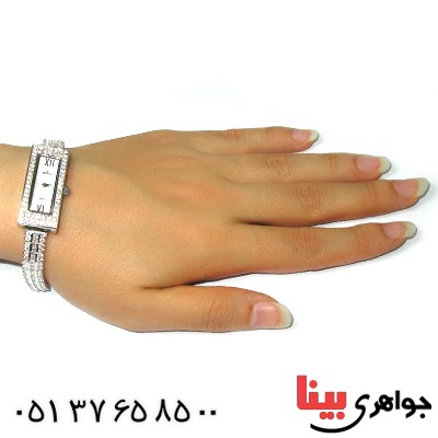 ساعت نقره زنانه رادیوم لوکس برند Royal Crown با شکوه مجلسی مستطیلی _کد:1298