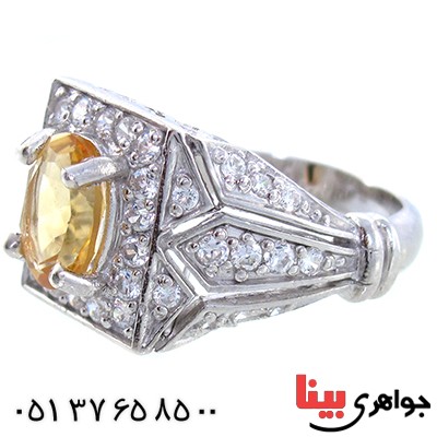 انگشتر سیترین خوشرنگ زنانه رادیوم لوکس مدل تاج _کد:9105