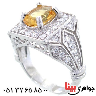 انگشتر سیترین خوشرنگ زنانه رادیوم لوکس مدل تاج _کد:9105