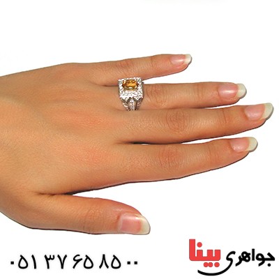 انگشتر سیترین خوشرنگ زنانه رادیوم لوکس مدل تاج _کد:9105