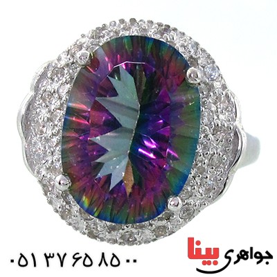 انگشتر توپاز هفت رنگ زنانه رادیوم لوکس درشت _کد:9107