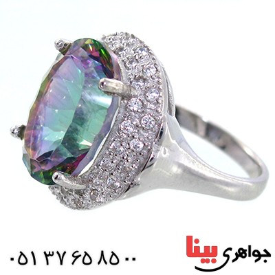 انگشتر توپاز هفت رنگ زنانه رادیوم لوکس درشت _کد:9107