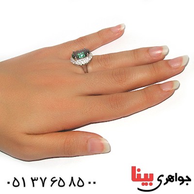 انگشتر توپاز هفت رنگ زنانه رادیوم لوکس درشت _کد:9107