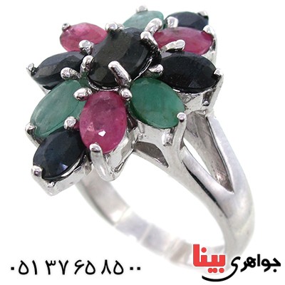 سرویس چند جواهر زمرد و یاقوت زنانه پر نگین مدل مهسا _کد:1300