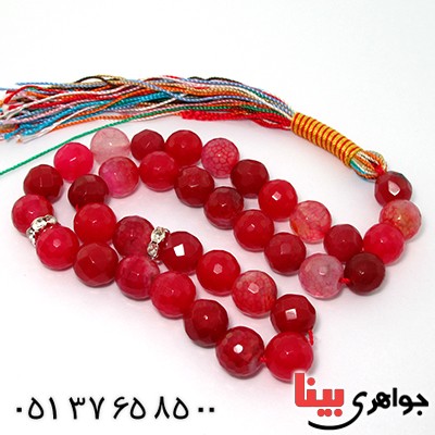 تسبیح چند جواهر 33 دانه ای عقیق و کوارتز و جید درجه یک با رنگ بندی خاص _کد:9124