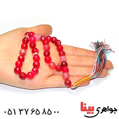 تسبیح چند جواهر 33 دانه ای عقیق و کوارتز و جید درجه یک با رنگ بندی خاص _کد:9124