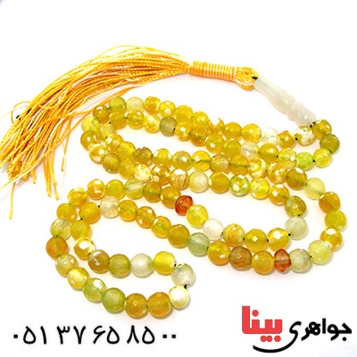 تسبیح چند جواهر 101 دانه ای عقیق و کوارتز و جید درجه یک با رنگ بندی خاص _کد:9125
