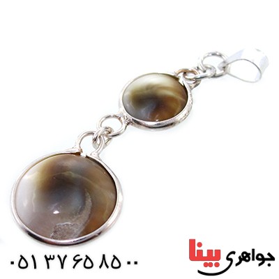 گردنبند صدف (مهره مار) مدل دو نگین فانتزی _کد:9126