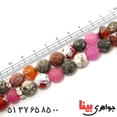 تسبیح چند جواهر 33 دانه ای عقیق و کوارتز و جید درجه یک با رنگ بندی خاص _کد:9128