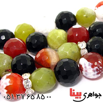 تسبیح چند جواهر 33 دانه ای عقیق و کوارتز و جید درجه یک با رنگ بندی خاص _کد:9130