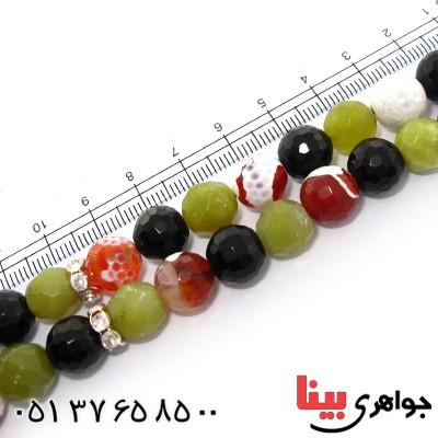 تسبیح چند جواهر 33 دانه ای عقیق و کوارتز و جید درجه یک با رنگ بندی خاص _کد:9130