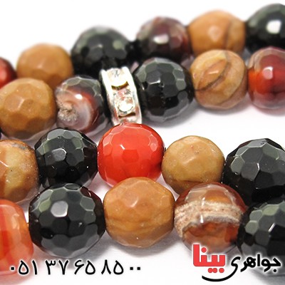 تسبیح چند جواهر 101 دانه ای عقیق و کوارتز و جید درجه یک با رنگ بندی خاص _کد:9131