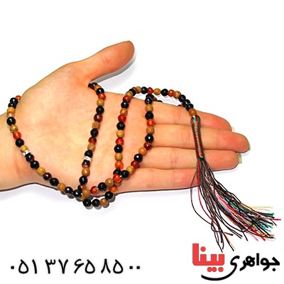 تسبیح چند جواهر 101 دانه ای عقیق و کوارتز و جید درجه یک با رنگ بندی خاص _کد:9131