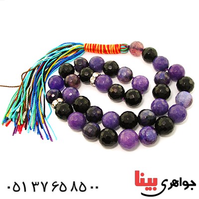 تسبیح چند جواهر 33 دانه ای عقیق و کوارتز و جید درجه یک با رنگ بندی خاص _کد:9132