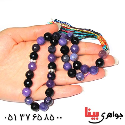 تسبیح چند جواهر 33 دانه ای عقیق و کوارتز و جید درجه یک با رنگ بندی خاص _کد:9132