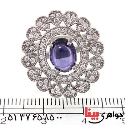 انگشتر آمتیست زنانه مدل شمسه _کد:9148
