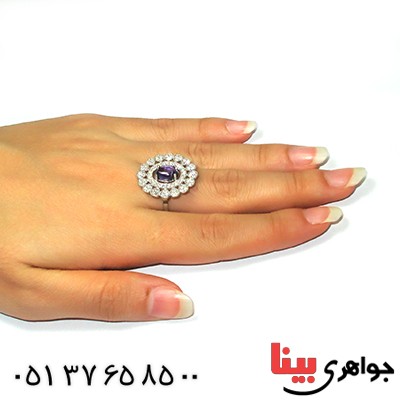 انگشتر آمتیست زنانه مدل شمسه _کد:9148