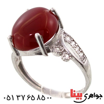 انگشتر عقیق قرمز زنانه درشت مدل شیوا _کد:9152