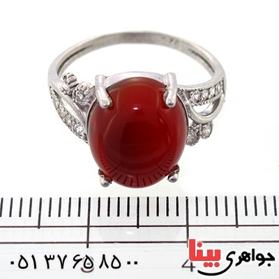 انگشتر عقیق قرمز زنانه درشت مدل شیوا _کد:9152