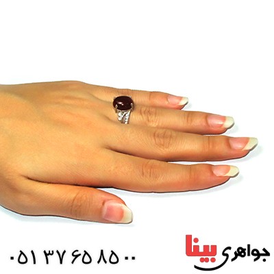 انگشتر عقیق قرمز زنانه درشت مدل شیوا _کد:9152