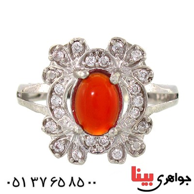 انگشتر عقیق قرمز زنانه مدل یلدا _کد:9153