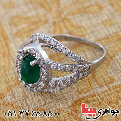 انگشتر عقیق سبز زنانه مدل سارا _کد:9156