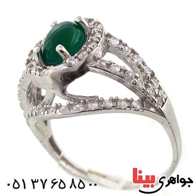 انگشتر عقیق سبز زنانه مدل سارا _کد:9156