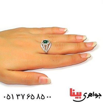 انگشتر عقیق سبز زنانه مدل سارا _کد:9156