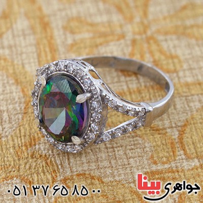 انگشتر توپاز هفت رنگ زنانه مدل آنا _کد:9157