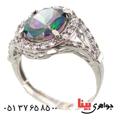 انگشتر توپاز هفت رنگ زنانه مدل آنا _کد:9157