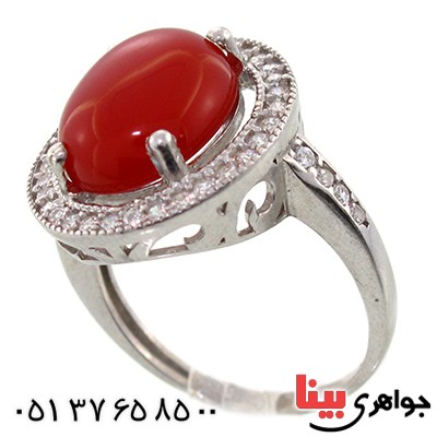 انگشتر عقیق قرمز زنانه مدل آیناز _کد:9159