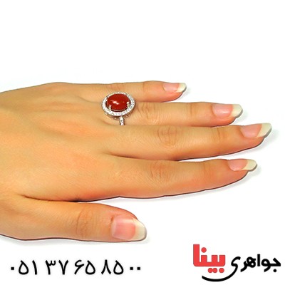 انگشتر عقیق قرمز زنانه مدل آیناز _کد:9159
