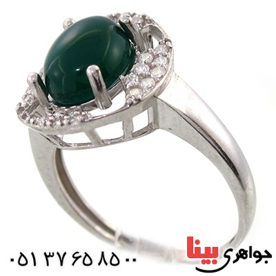 انگشتر عقیق سبز زنانه مدل مینو _کد:9164